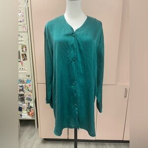 Victoria's Secret Gold Label 100% silk Vintage nightshirt/dress emerald green